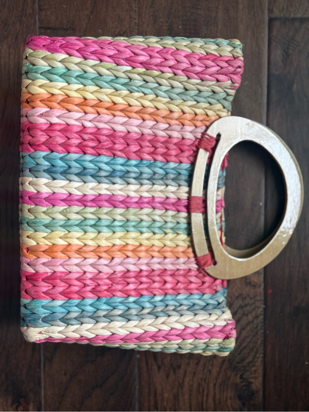 Capelli Straw Woven Clutch Purse | Rainbow Stripe Boho Handbag